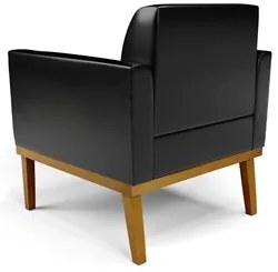 Poltrona Base Madeira Castanho Kit 2 Maressa Sintético PU Preto - Ibiz