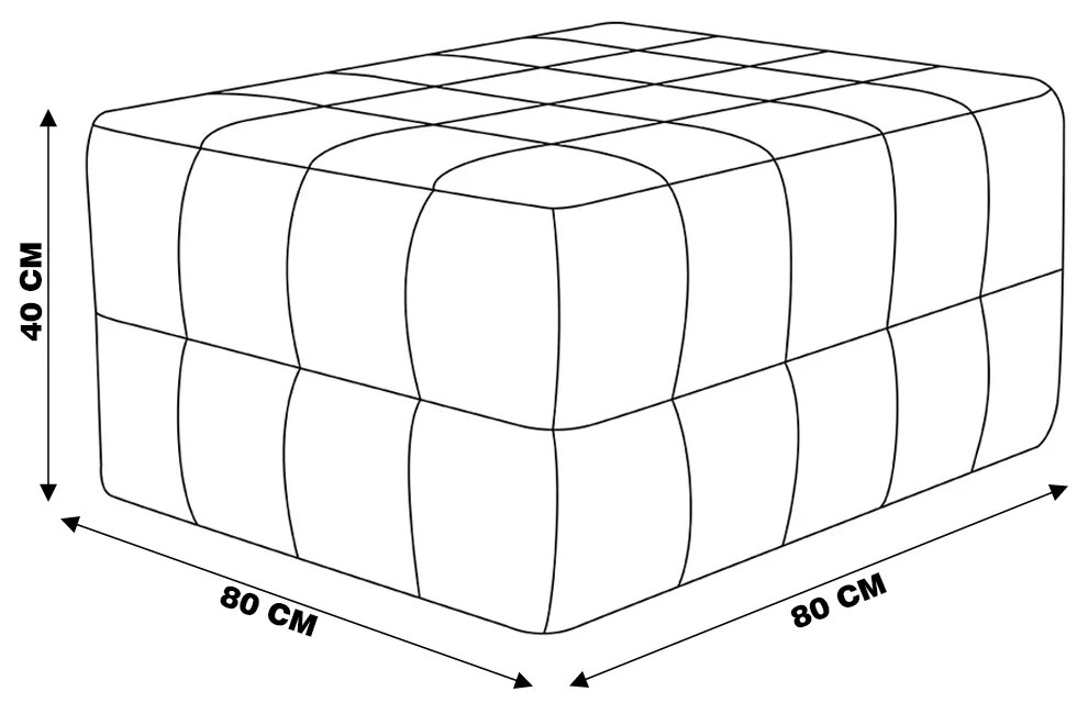 Puff Decorativo Mercury 80x80 Couro Mel G34 - Gran Belo