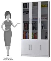 Estante Livreiro 6 Portas Vidro Fumê Legend F04 Branco - Mpozenato