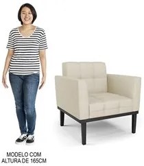 Poltrona Decorativa Base Madeira Preto Ana Veludo Luxo Off White - Ibi