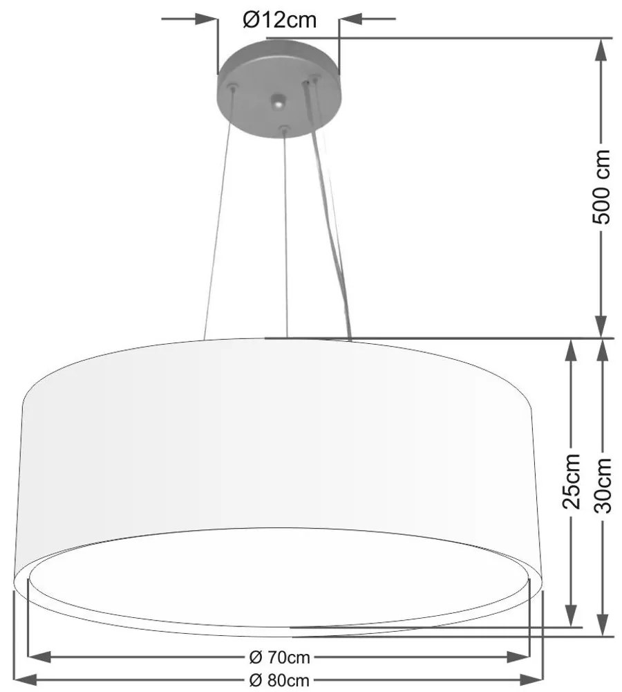 Lustre Pendente Cilíndrico Duplo Md-4126 Cúpula em Tecido 80x30cm Café - Bivolt