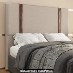 Cabeceira Cama Box King 193cm Estofada Glory Saturno Bege Z04 - Mpozen
