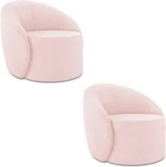 Poltrona Sala Giratória Redonda Kit 2 Steve Suede Rosa Bebê I01 - Mpo