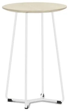 Mesa Lateral Pix Tampo em MDF cor Carvalho Claro Base em Aco Tubular Branco 40 cm (ALT) - 55377 Sun House