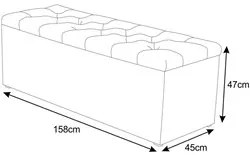 Calçadeira Baú 160 cm Paris Corano Areia - JS Móveis