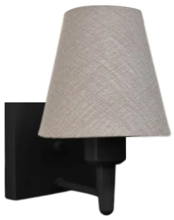 Arandela Quadrada Md-2034 Preto Cúpula em Tecido Cone Rustico Cinza - Bivolt