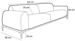 Sofá 210cm 3 Lugares Pés Preto Molino C-117 Linho Verde Musgo - Domi