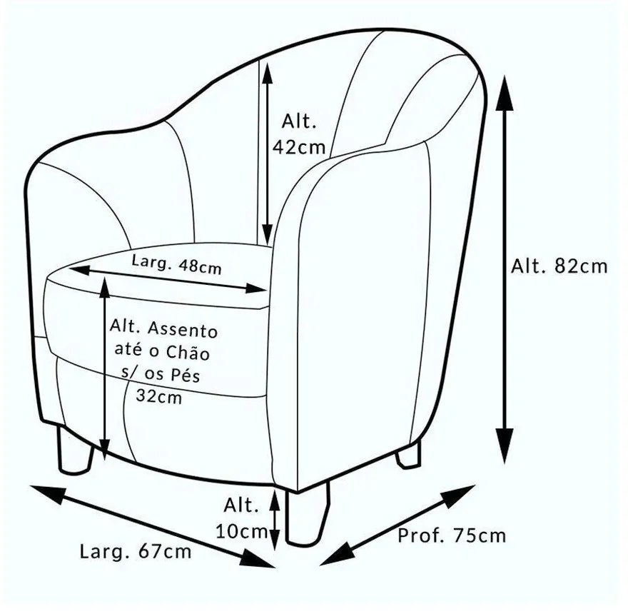 Poltrona Decorativa Sala de Estar Pés Madeira Kairós Couro Off White G03 - Gran Belo