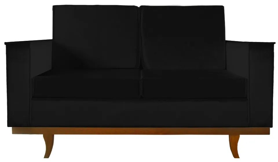 Sofá Dubai 2 Lugares Decorativo 1,50 M Sala Veludo Preto Luxo