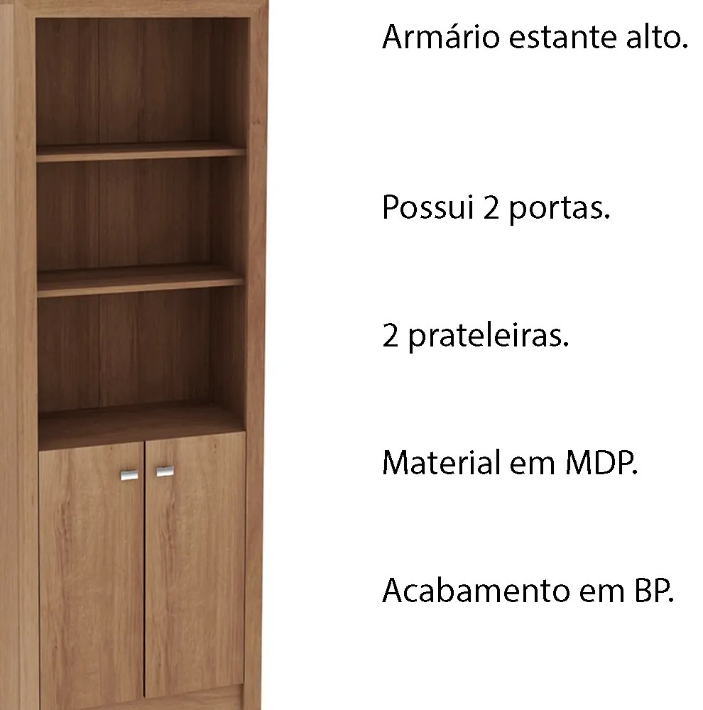 Armário Estante Alto para Escritório Home Office ME4110 MDP Amendoa G69 - Gran Belo
