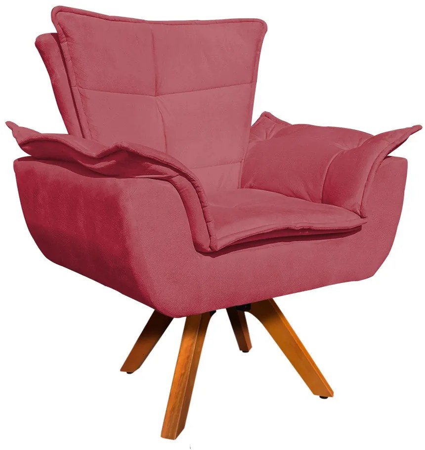 Poltrona Sala de Estar Giratória MM30 Opalla Suede D03 - D'Rossi - Rose