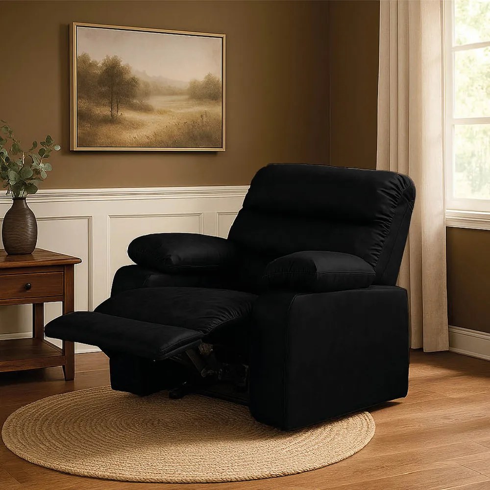 Poltrona do Papai Reclinável Retrátil Naaman Sintético PU K01 - D'Rossi - Preto