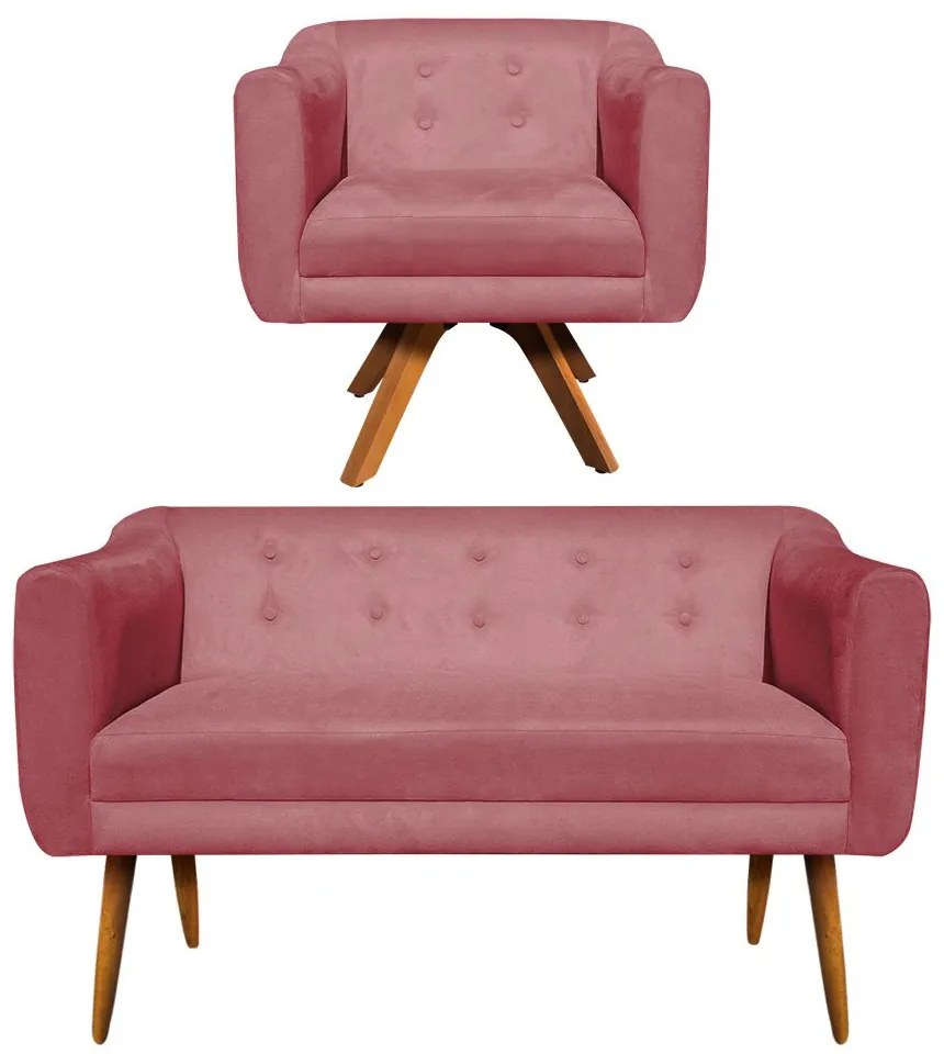 KIT 01 NAMORADEIRA E 01 POLTRONA GIRATOR - Rose