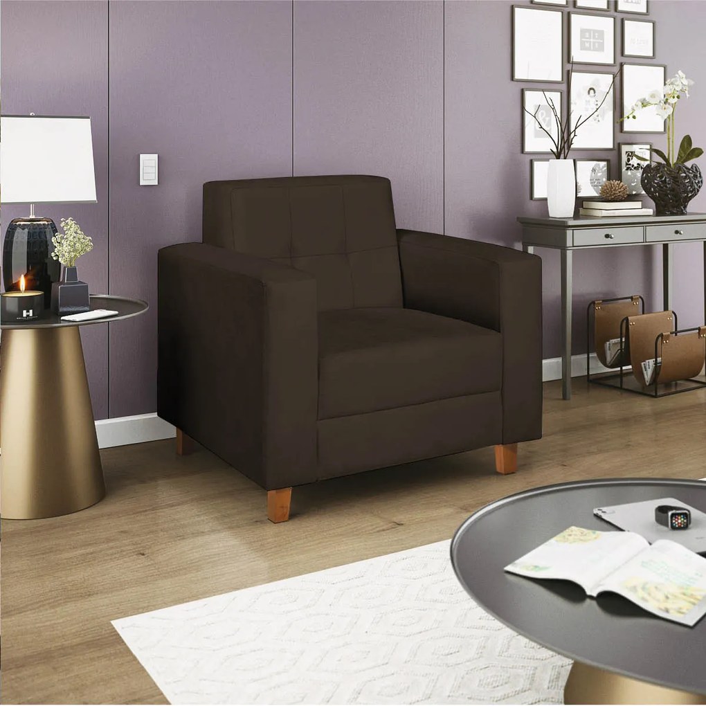 Poltrona Decorativa Denver Corano Marrom - ADJ Decor