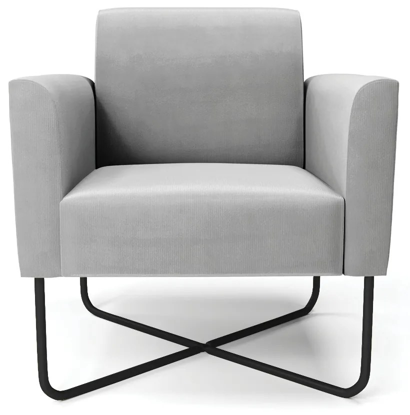 Kit 2 Poltronas Base X Industrial Preto Marisa Suede Cinza D03 - DRossi