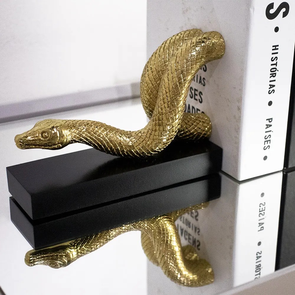 Aparador de Livros Serpente Em Poliresina Dourado M02 - D'Rossi