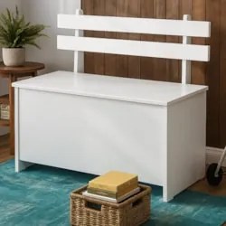 Caixa de Lenha com Encosto Branco - Completa Móveis