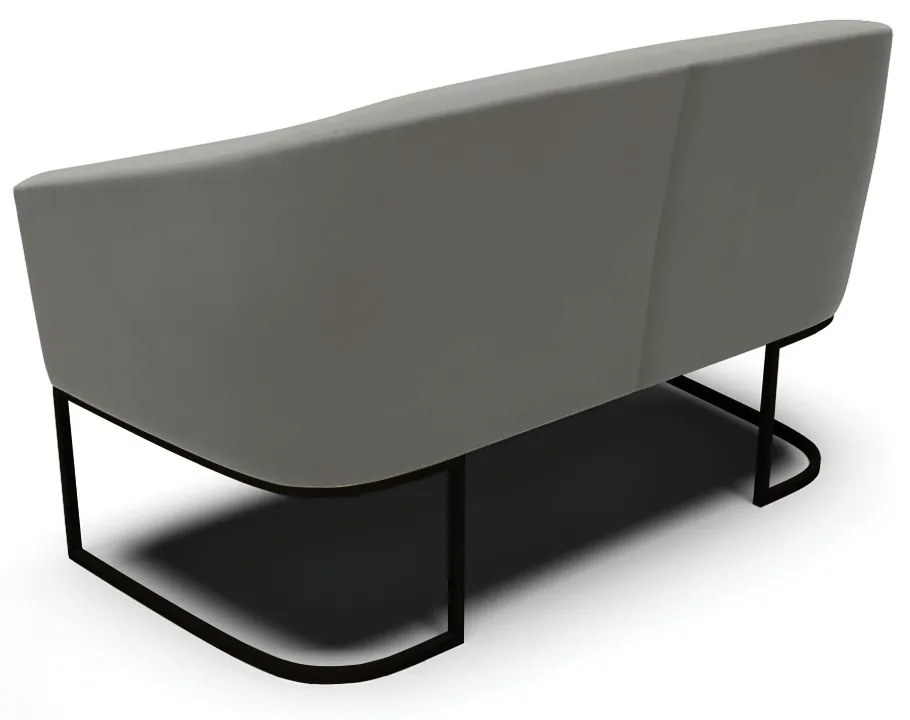 Sofá 2 Lugares Namoradeira Industrial Preto Stella Suede Grafite D03 - D'Rossi