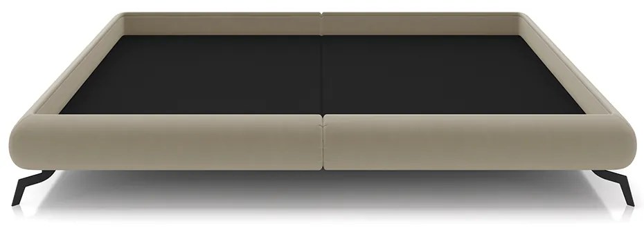 Cama Queen Size Avulsa Bezos Madeira Imunizada Pés em Aço Revestimento Veludo Bege G91 - Gran Belo