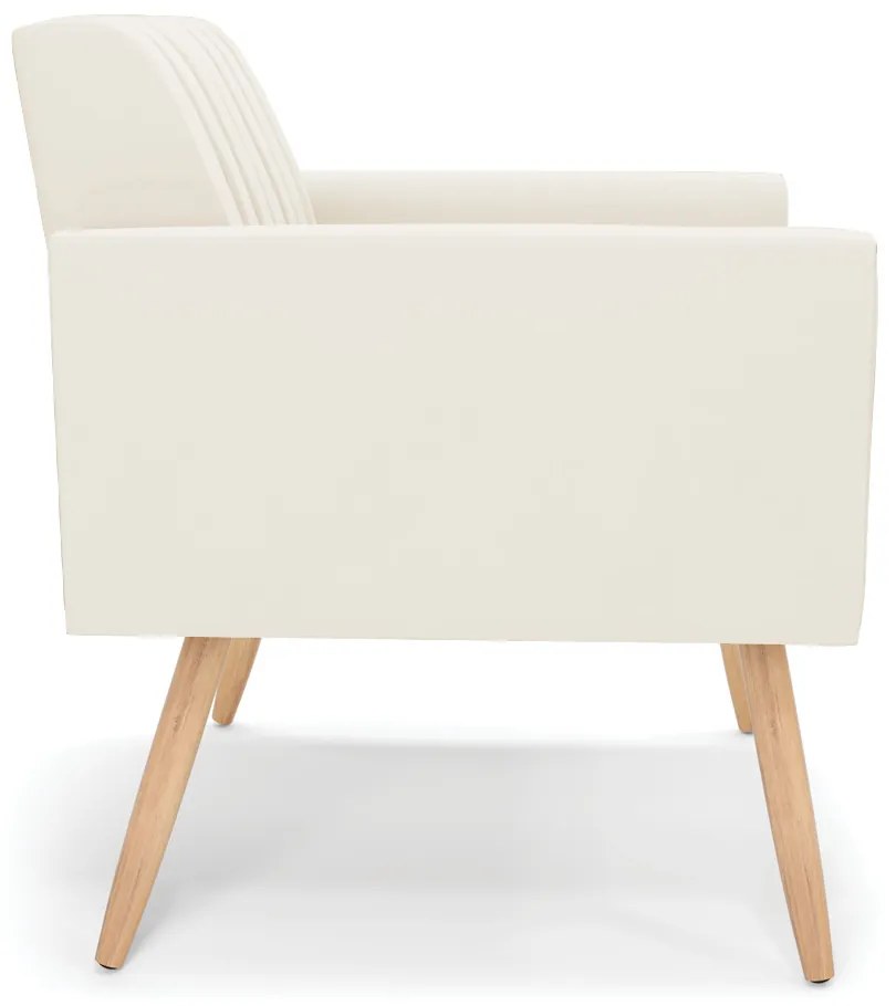Kit 2 Poltronas Viena Gomada Veludo Pés Palito Natural D03 - D'Rossi - Bege