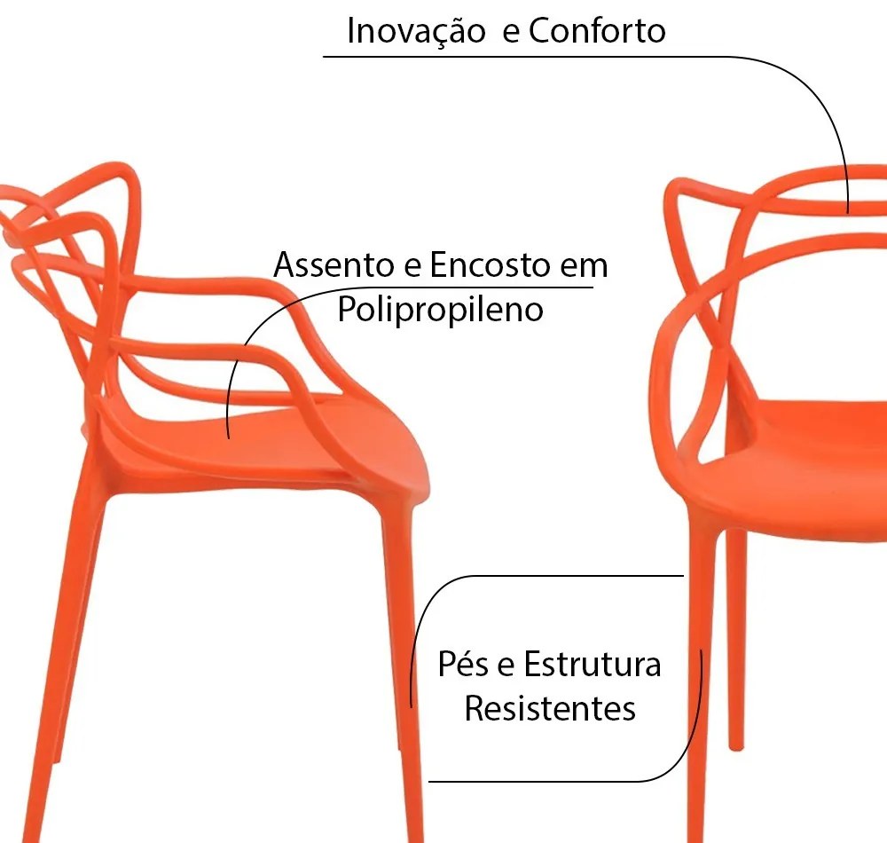 Kit 6 Cadeiras Decorativas Sala e Cozinha Feliti (PP) Laranja G56 - Gran Belo