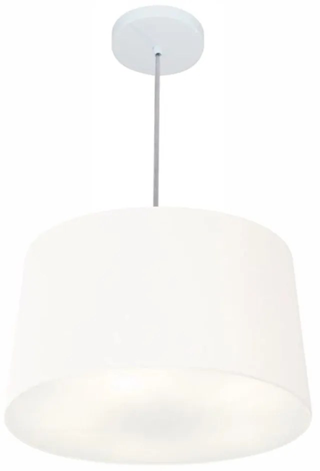 Lustre Pendente Cone Md-4156 Cúpula em Tecido 30/45x40cm Branco - Bivolt