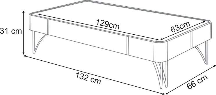 Mesa de Centro Cadenza Decorativa Pés de Aço MDP/MDF Off White/Champagne G26 - HB Móveis