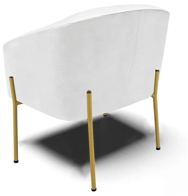 Poltrona Decorativa Pé de Ferro Dourado Kit 2 Stella Sintético PU D03 - D'Rossi - Branco
