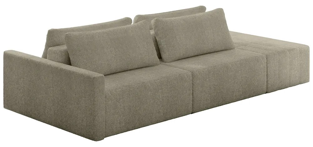 Sofá Ilha Modulado Milos 232cm Puff Lateral Bouclê Bege G33 - Gran Belo