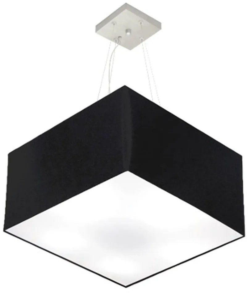 Lustre Pendente Quadrado Md-4075 Cúpula em Tecido 30/50x50cm Preto - Bivolt