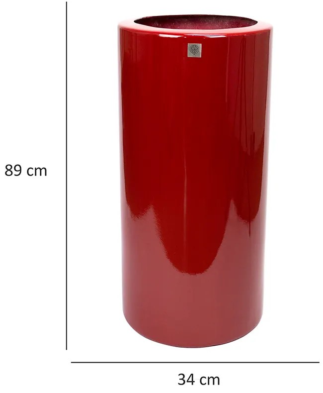 Vaso Decorativo Cilindro Vermelho Lira 89x34x34 Cm - D'Rossi