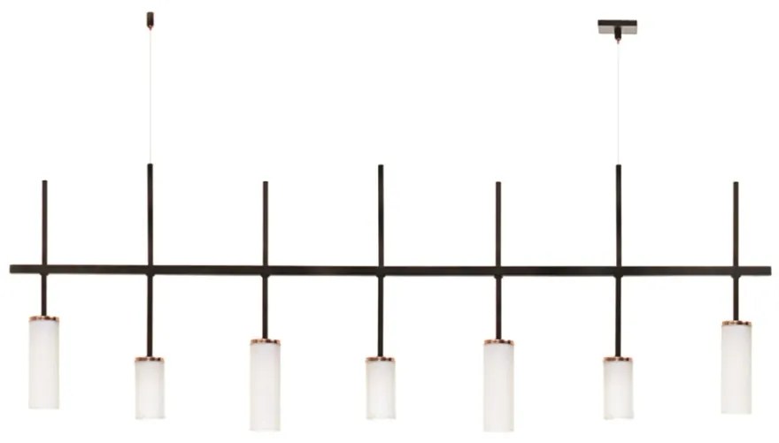 Pendente Fence Retangular Vidro Tubo Haste Assimetrico 130X05X46Cm 7Xg... (GRAFITE / DOURADO BRILHO)