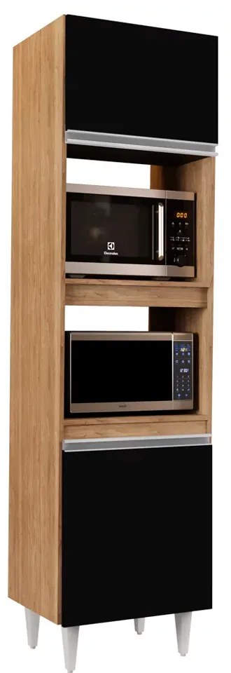 Paneleiro Torre Quente para Cozinha 02 Portas Ruth 56 cm - D'Rossi - Castanho e Preto
