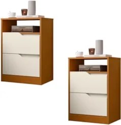 Mesa de Cabeceira com Gavetas Kit 2 Sole Flex Cinamomo/Off - Albatroz
