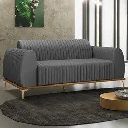 Sofá 210cm 3 Lugares Base Gold Molino D06 Linho C-416 Cinza Escuro - M
