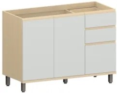 Balcão de Cozinha Para Pia 120cm Pierre Carvalho/Cinza L01 - Mpozenato
