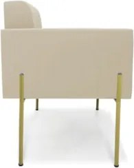 Poltrona Para Sala Pé Metal Dourado Kit 2 Ana Suede Bege - Ibiza
