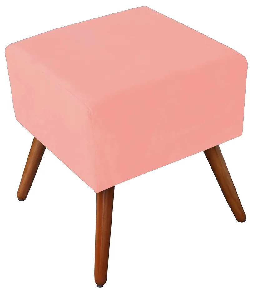 Puff Decorativo Quadrado Malu com Pés Palito Suede Rosê