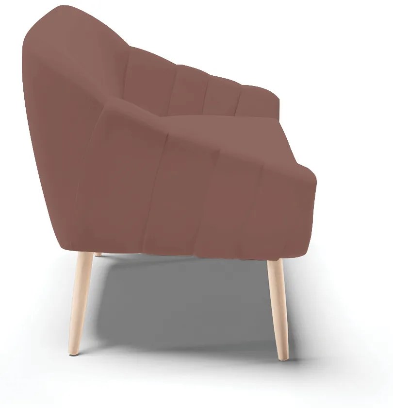 Namoradeira 02 Lugares Giovana Veludo Pés Palito Natural - Indo Decorar - Rose