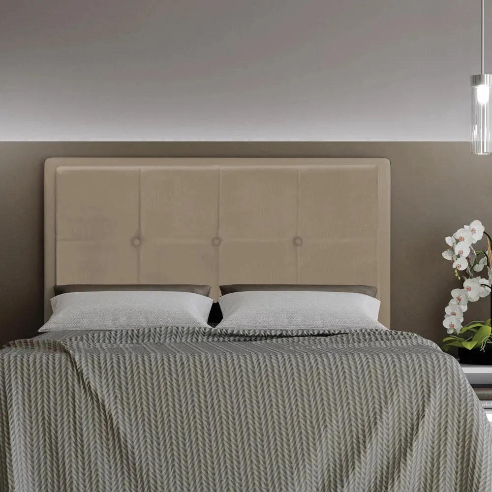 Cabeceira Ametista Para Cama Box Casal 140 cm Suede - D'Rossi - Bege