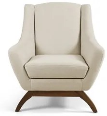 Kit 02 Poltronas Decorativas Juliet Base de Madeira C-107 Linho Bege -