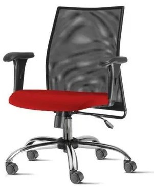 Cadeira Liss com Bracos Curvados Assento Crepe Vermelho Base Semi Arcada Cromada - 54657 Sun House