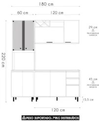 Armário de Cozinha CP01 180cm Nala Freijó UV/Off Acetinado Z44 - Mpoze