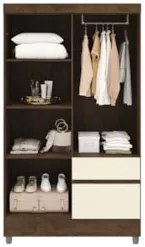 Guarda Roupa Solteiro 103cm Com Espelho Ideal Imbuia/Champanhe - Vila