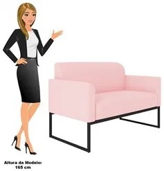 Kit Namoradeira e 2 Poltronas Decorativas Base Industrial Preta Maress