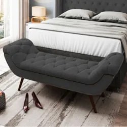 Puff Recamier Calçadeira 195cm Pés Palito Madeira Vêneto Z37 Veludo Ch