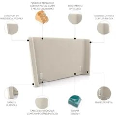 Cabeceira Cama Box Queen 160cm Nicea Z37 Veludo Bege - Mpozenato