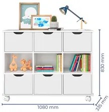 Nicho Organizador 6 Gavetas com Rodízios Branco - Qmovi