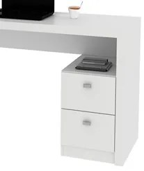 Mesa Para Escritório 2 Gavetas ME4129 Branco - Tecno Mobili