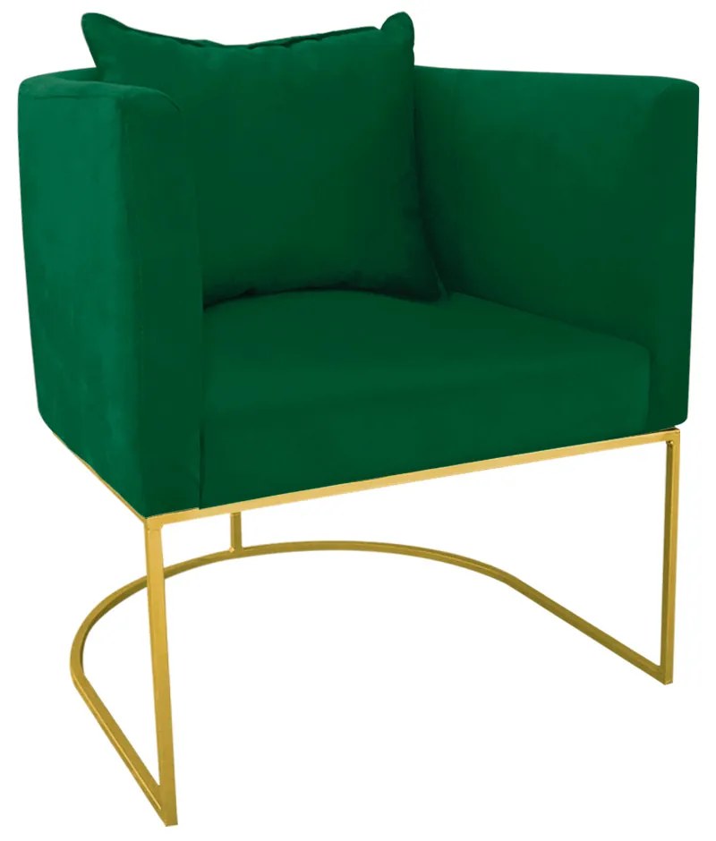 Kit 02 Poltronas Paola Suede Base Metálica Dourado D03 - D'Rossi  - Verde